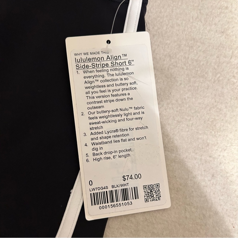NWT 0 Lululemon Align Hi-Rise Stripe Short 6” inseam Black Activewear Workout - Picture 5 of 10